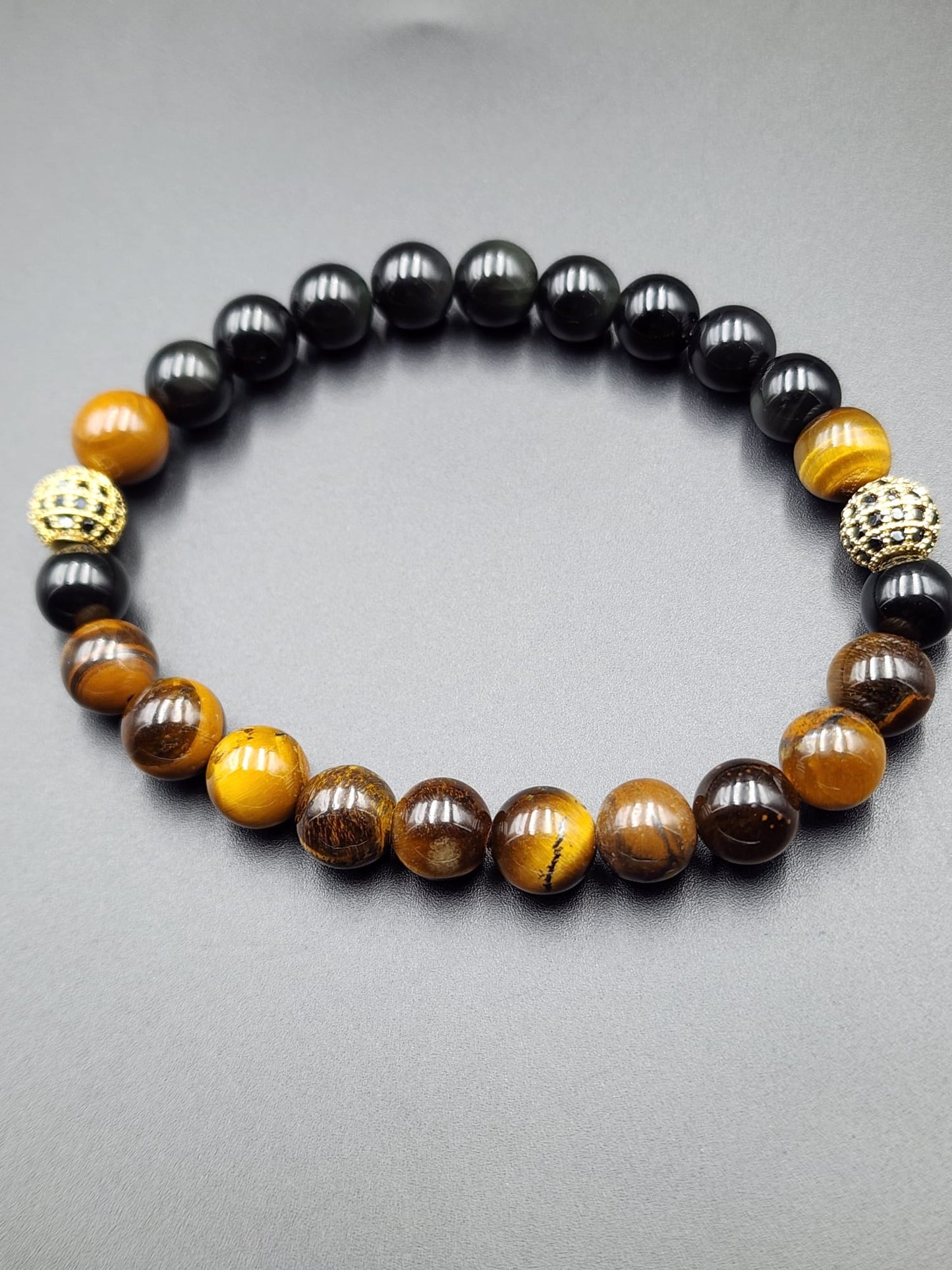 Tiger Eye/Black Obsidian Bracelet-Made with Love