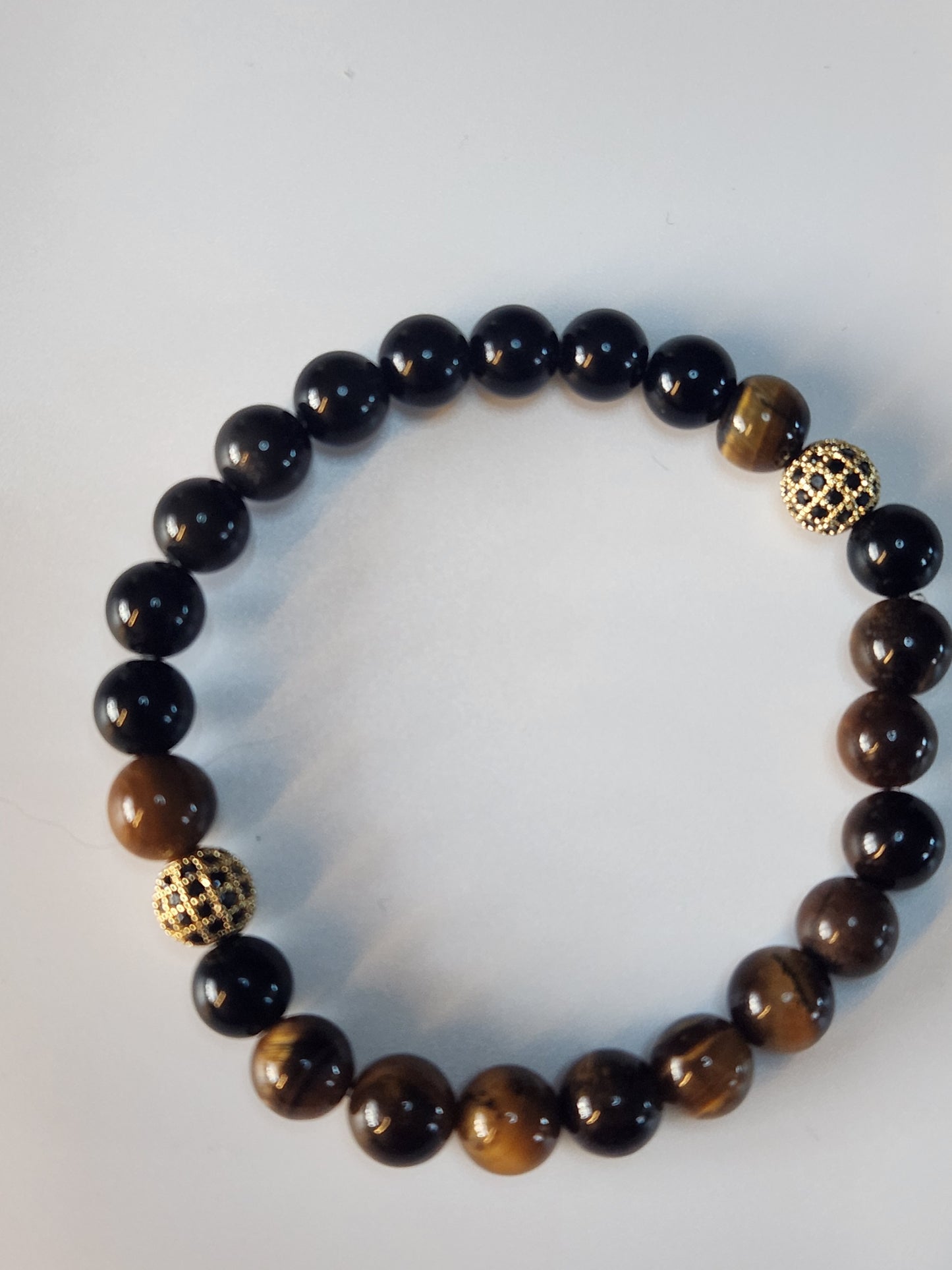 Tiger Eye/Black Obsidian Bracelet-Made with Love