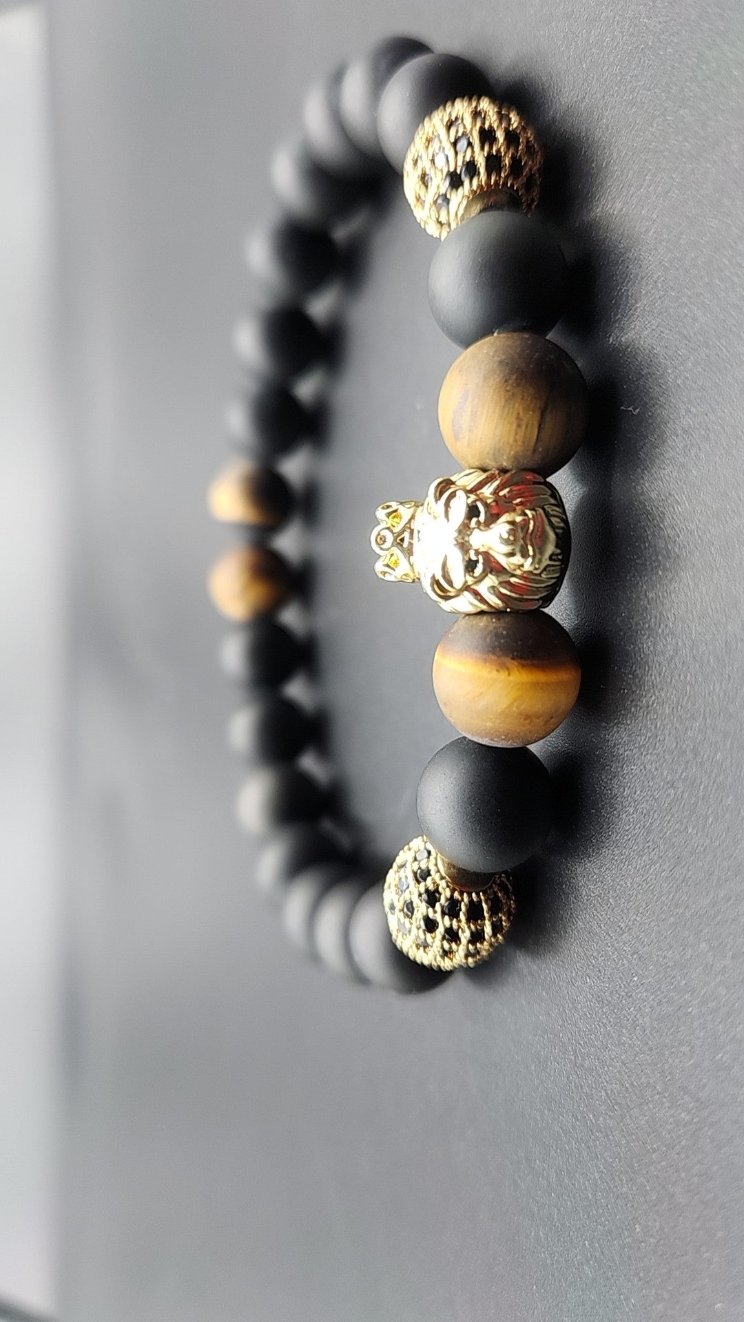 Men's Tiger Eye/ Black Obsidian Bracelet